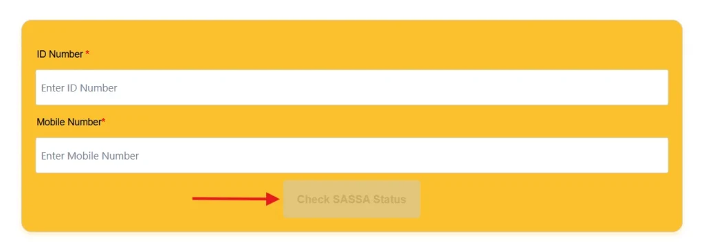 Click sassa status check button to see results